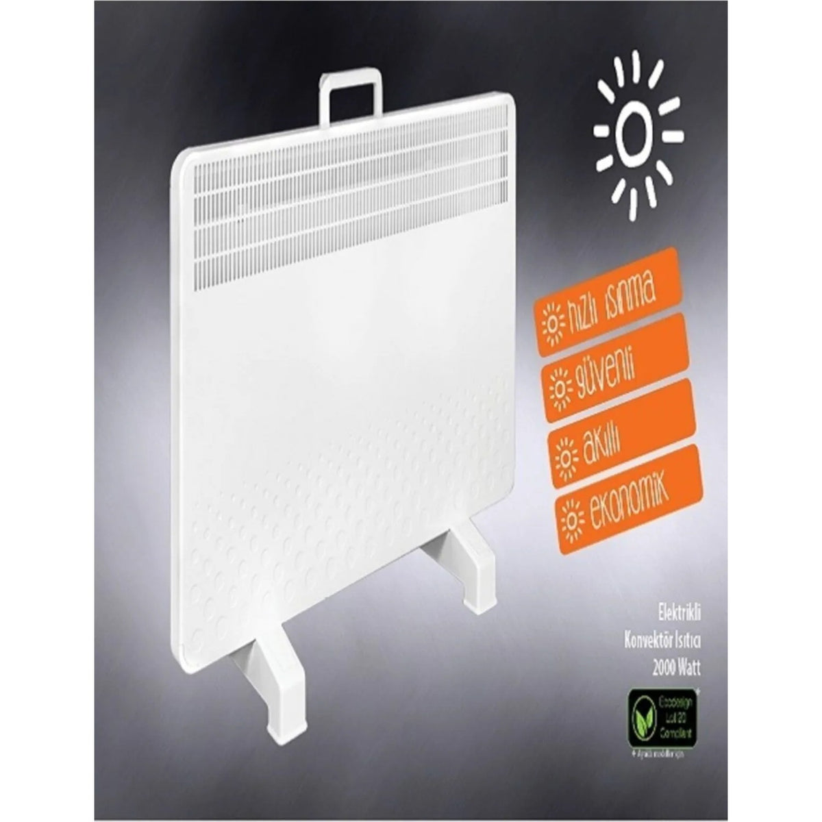 Solaris Dijital Konvektör Isıtıcı 2000 W – Beyaz, 45x70 cm (KIP4570E20)