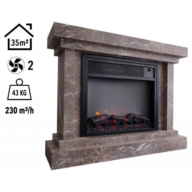 Heatbox Elektrikli Fanlı Şömine Medium 1500/3000 W – Alanya Desenli, Bluetooth Ses Efektli
