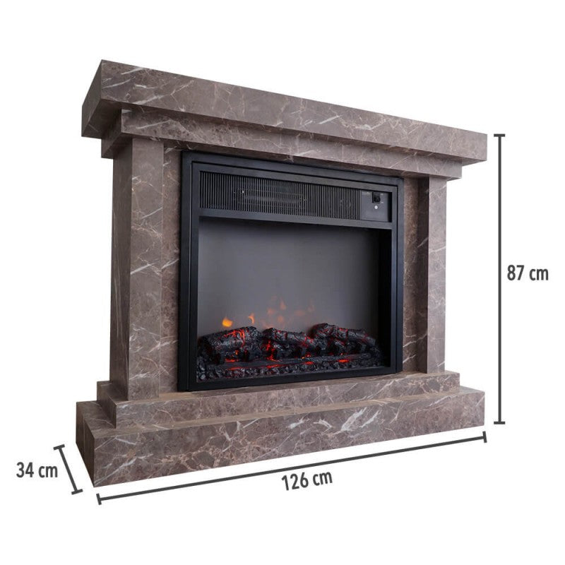 Heatbox Elektrikli Fanlı Şömine Large 1500/3000 W – Alanya Desenli, Bluetooth Ses Efektli
