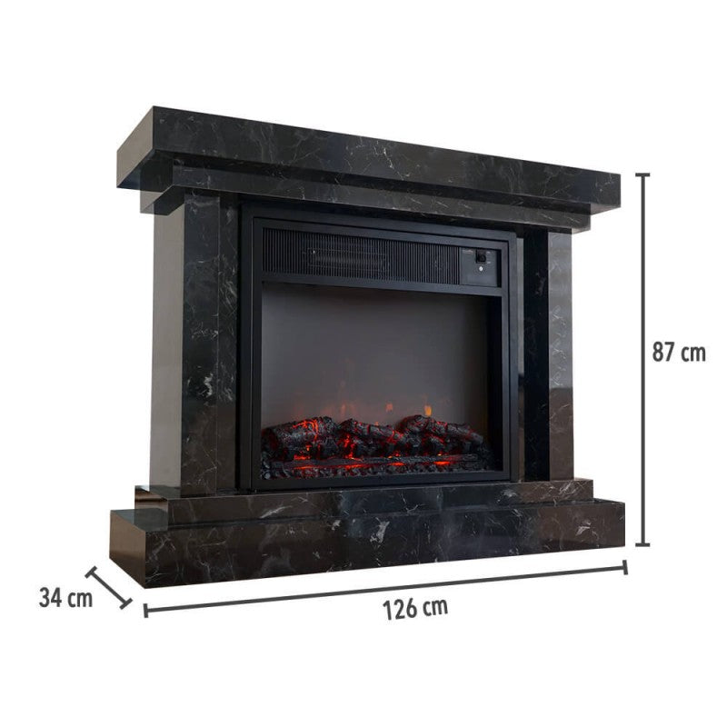 Heatbox Elektrikli Fanlı Şömine Large 1000/2000 W – Lotus Desenli, Bluetooth Ses Efektli